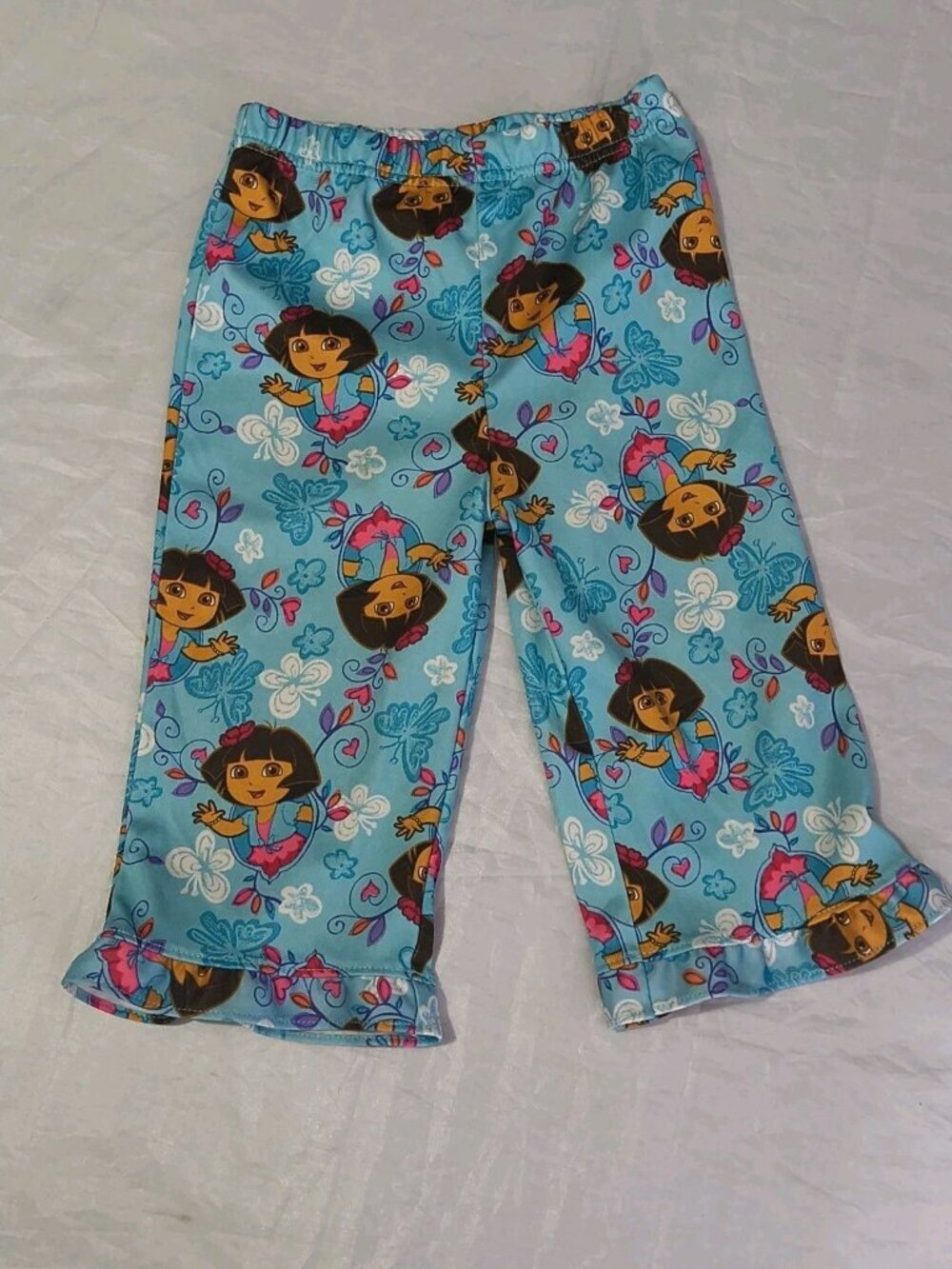 Dora The Explorer Girls Size 18 Months Satin Pajama Pants With Ruffle Blue 2010